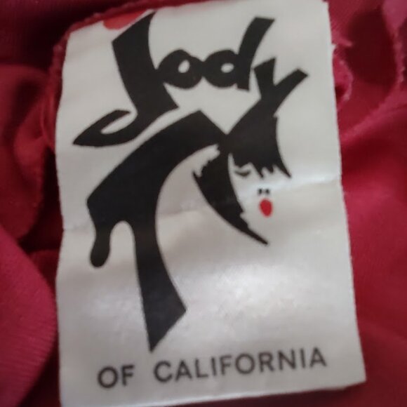 JODY T OF CALIFORNIA VINTAGE 70S RED DRESS DOUBLE TIE COWL, BACK ZIPPER SIZE  9 - Picture 10 of 11